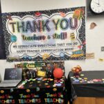 Derfelt Teacher Appreciation decorations
Each of the circles was stamped with a thank you message
